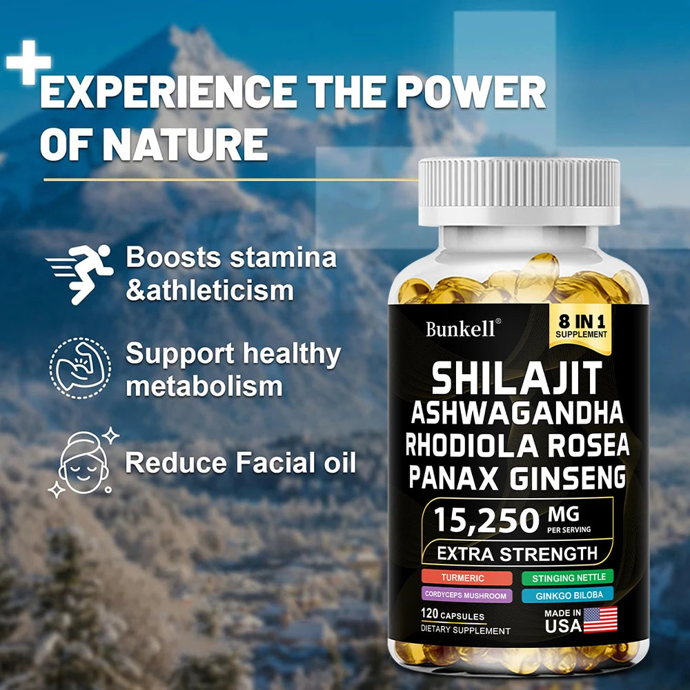 Bunkell® Shilajit Complex – 8-in-1 Extra Strength Energy & Vitality Supplement