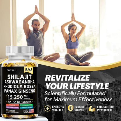 Bunkell® Shilajit Complex – 8-in-1 Extra Strength Energy & Vitality Supplement